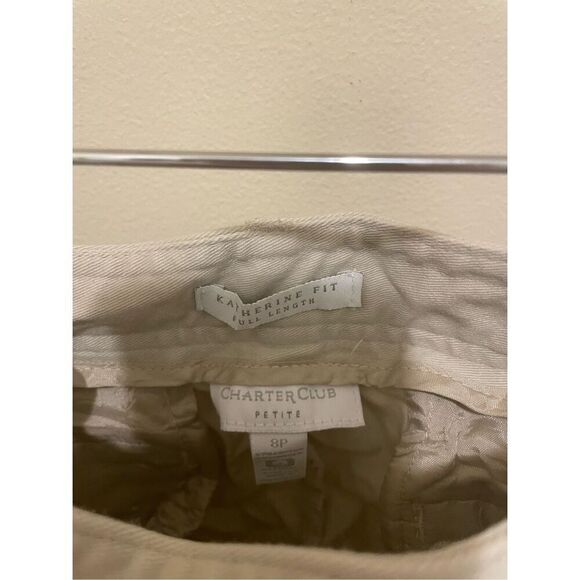 Charter club Katherine fit pleated khaki cotton casual pants size 8P - Picture 4 of 8
